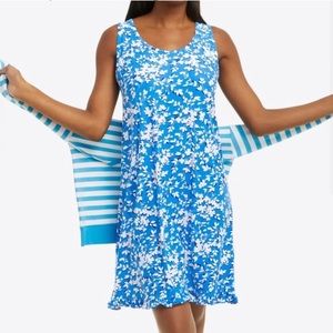 NWT Draper James Blue and White Floral Sleeveless Dress Size S/M